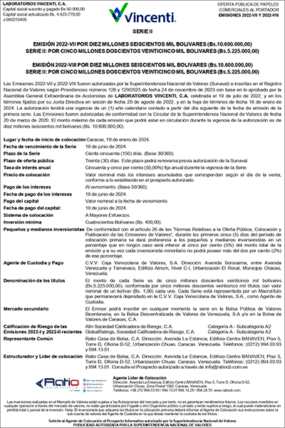 Laboratorios Vincenti | Oferta Pública de Papeles Comerciales al Portador Emisiones 2022-VII y 2022-VIII Serie-II Miniatura