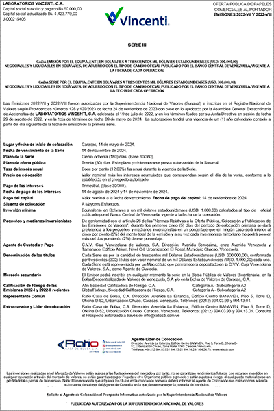 Laboratorios Vincenti | Oferta Pública de Papeles Comerciales al Portador Emisiones 2022-VII y 2022-VIII Serie-III Miniatura