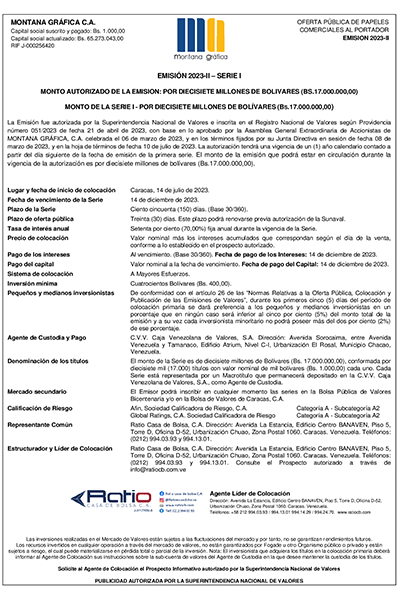 2023 Aviso de Prensa Serie I Montana Gráfica Emisión 2023 II. Miniatura