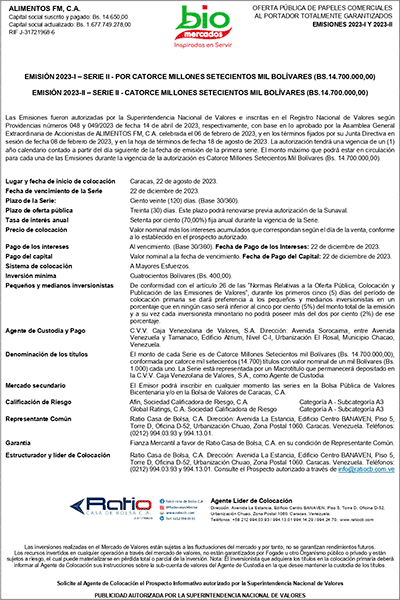 2023 Aviso de Prensa Serie II Alimentos FM E2023 I y 2023 II Miniatura