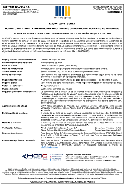 2023 Aviso de Prensa Serie II Montana Gráfica Emisión 2023 I. Miniatura