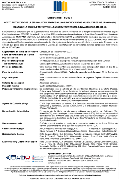 Aviso de Prensa Serie III Montana Gráfica Emisión 2023-I Miniatura