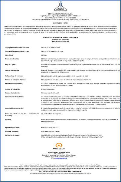 Aviso de Prensa Corporación Grupo Químico Emisión 2023-I Serie-I Miniatura
