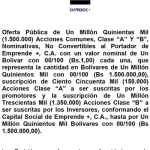 Emprende +, C.A. | Oferta Pública de Un Millon Quinientas Mil (1.500.000) Acciones Comunes, Clase “A” Y “B”, Nominativas, No Convertibles al Portador Miniatura