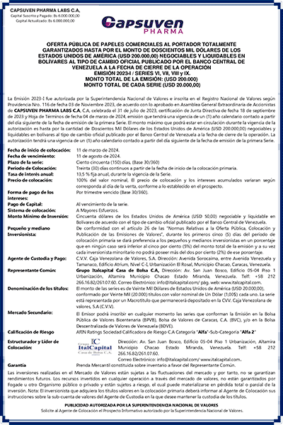 Capsuven Aviso de Prensa Serie VI, VII, VIII y IX Miniatura