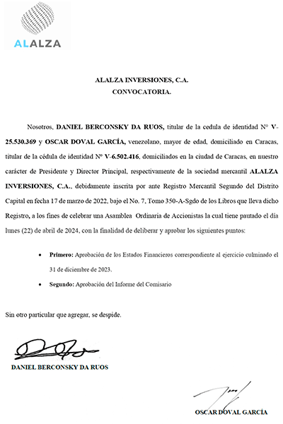 Convocatoria Alalza Inversiones Miniatura