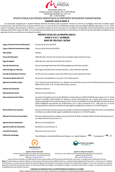 Mida Aviso Prensa Papeles Comerciales Emisión 2023-II Serie-II Miniatura