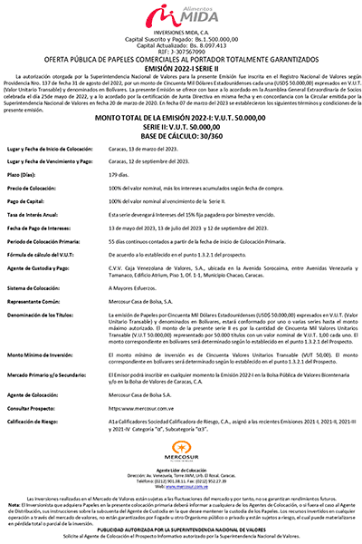 Mida Aviso de Prensa PPCC Emisión 2022 I Serie II Miniatura