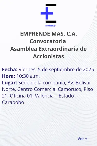 Portada Aviso de Prensa Asamblea Extraordinaria Emprende Mas Septiembre 2025