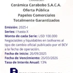 Portada Cerámica Carabobo Oferta Pública de Papeles Comerciales Emisión 2025-I Series I-X