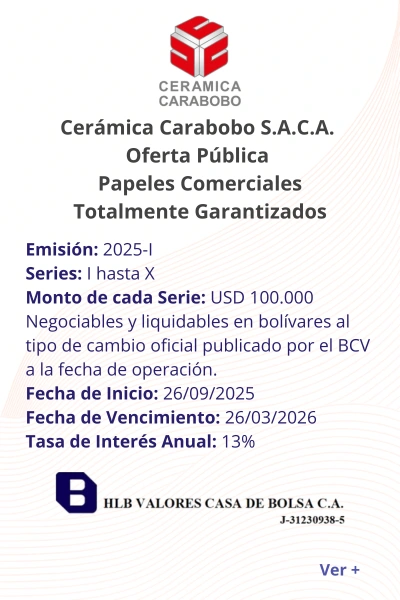 Portada Cerámica Carabobo Oferta Pública de Papeles Comerciales Emisión 2025-I Series I-X