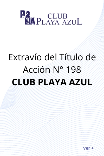 Portada Club Playa Azul Título extraviado acción No. 198