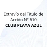 Portada Club Playa Azul Título extraviado acción No. 610
