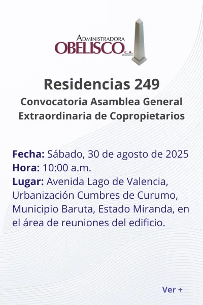 Portada Convocatoria Asamblea Residencias 249 Agosto 2025