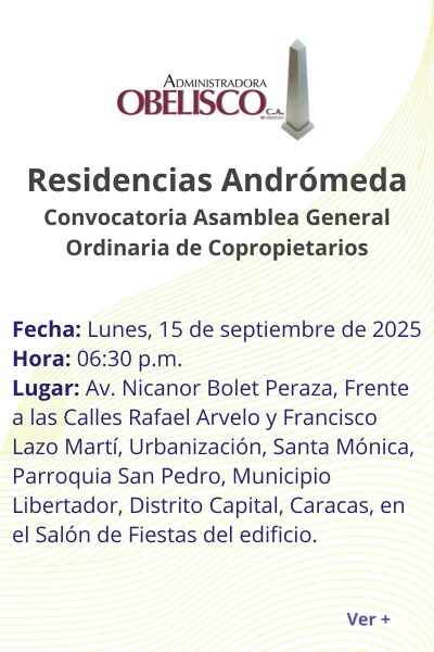 Portada Convocatoria Asamblea Residencias Andromeda 2025 Septiembre 15