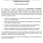 Portada Convocatoria Asamblea Residencias Sayonara 2025 junio 05