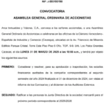 Portada Arca Inmuebles y Valores, C.A. | Convocatoria Asamblea General Ordinaria de Accionistas #31Mar 2025