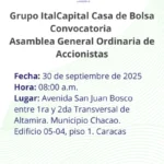 Portada Convocatoria de Asamblea Grupo ItalCapital 30 Sep 2025