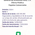 Portada General de Alimentos NISA, C.A | Oferta Pública de Papeles Comerciales al Portador. Emisión 2024-I Serie II