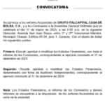 Portada Grupo ItalCapital Casa de Bolsa, C.A. | Convocatoria Asamblea General Ordinaria de Accionistas #31Mar 2025