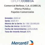 Portada Papeles Comerciales Cobeca Emisión 2025 IV Serie I