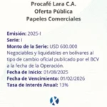Portada Procafé Lara Papeles Comerciales Emisión 2025 Serie I