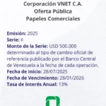 Portada Corporación VNET C.A. | Oferta Pública de Papeles Comerciales al Portador. Emisión 2025 Serie II