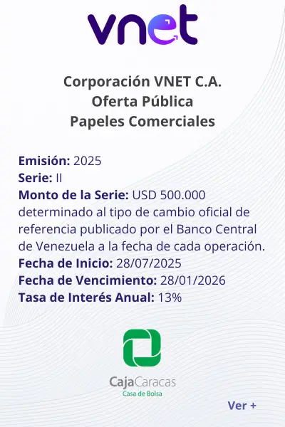 Portada Corporación VNET C.A. | Oferta Pública de Papeles Comerciales al Portador. Emisión 2025 Serie II