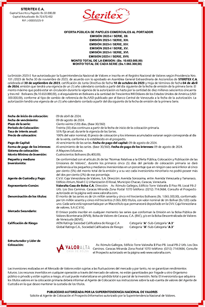 Steritex Emisión 2023-1 Series12,13, 14, 15, 16 y17 Miniatura